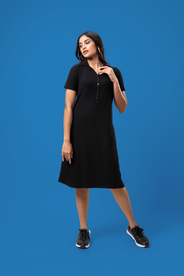 Rib Short Polo Dress - Image 5