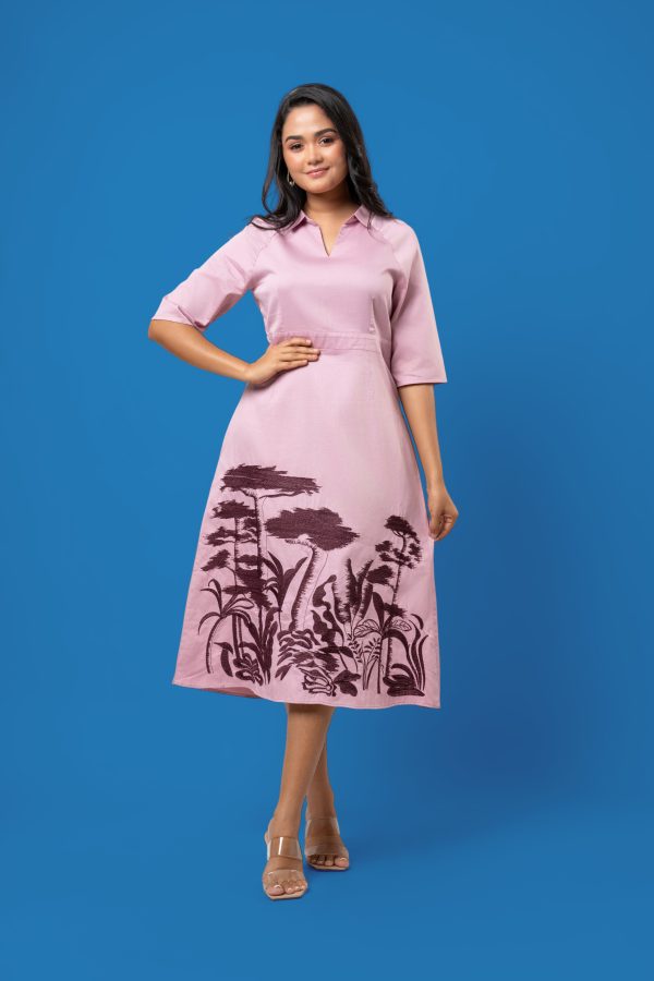 Embroidery Detail Collared Midi Dress - Image 3