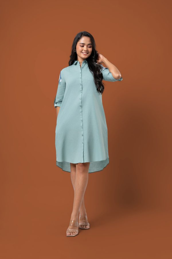 Loose Fitted Print Detail Short Shirt Dress - Image 3
