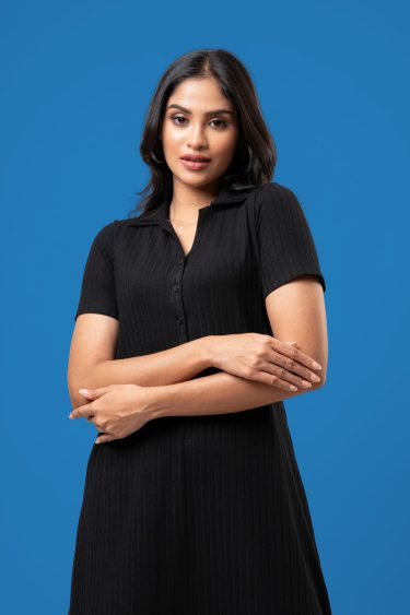 Rib Short Polo Dress