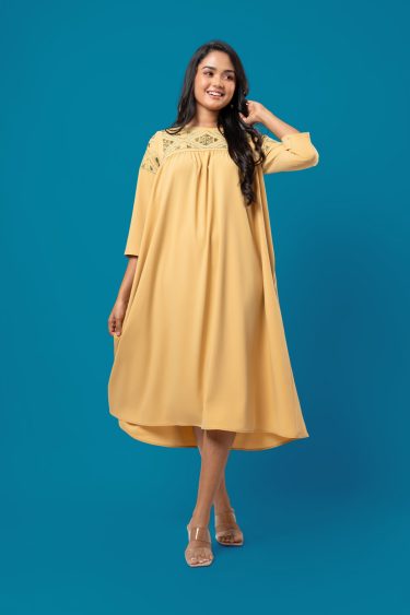 Embroidery detailed Midi Tent Dress