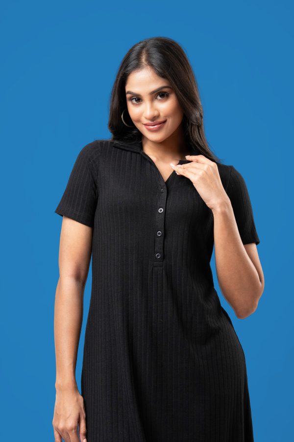 Rib Short Polo Dress - Image 2