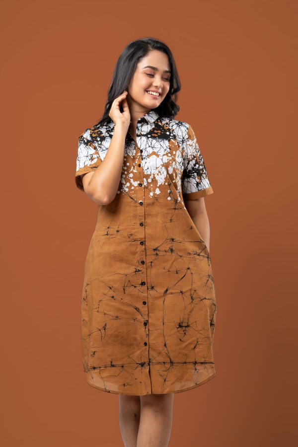 Splatter Patterned Batik Short Shirt Dress - Image 2