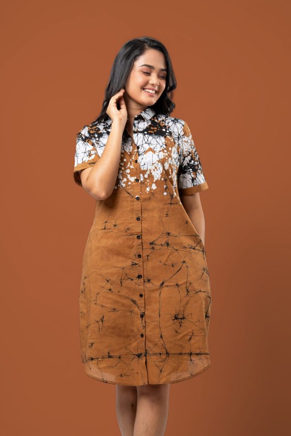 Splatter Patterned Batik Short Shirt Dress - Image 2