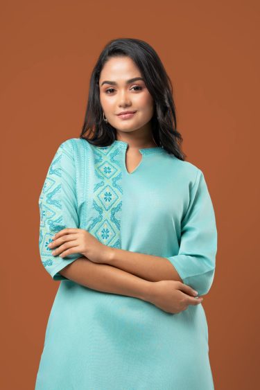 Embroidery Detail Chinese Collared Short Dress