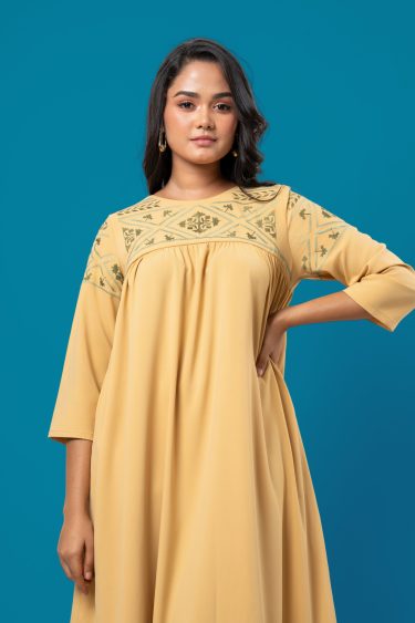 Embroidery detailed Midi Tent Dress