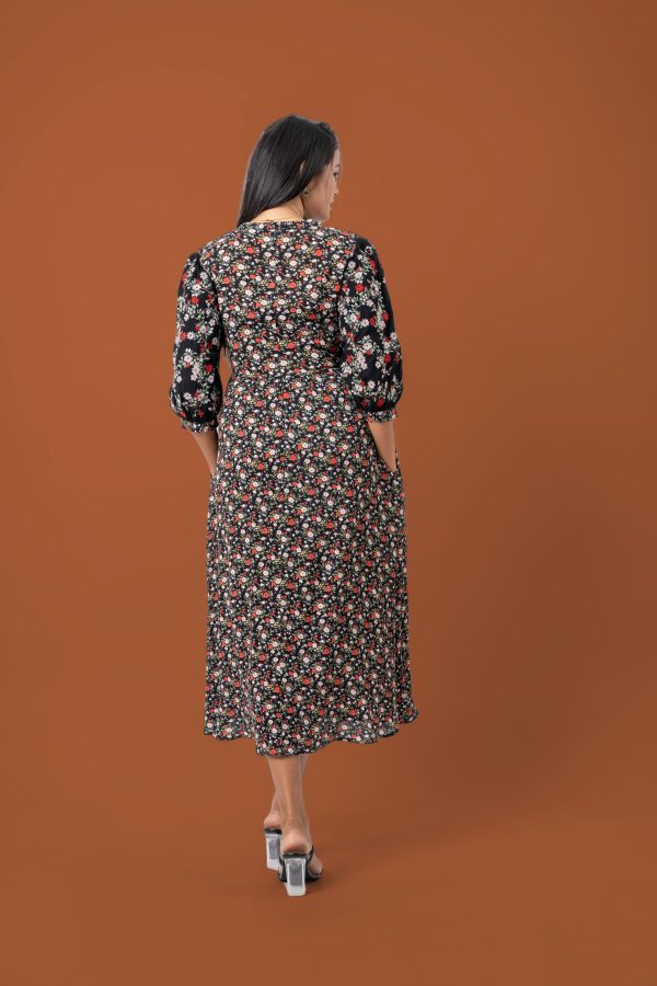 Floral Embroidered Puff Sleeve Maxi Dress - Image 5