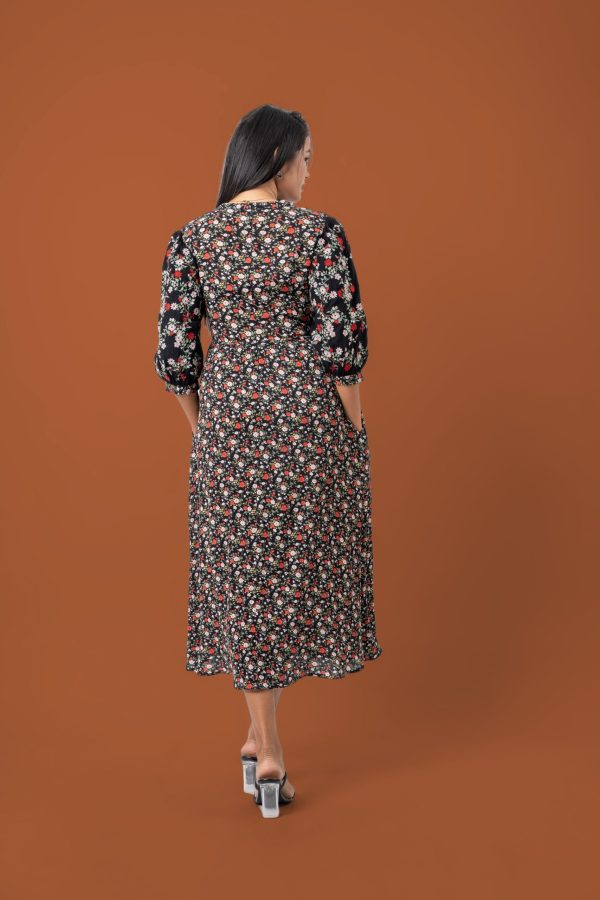 Floral Embroidered Puff Sleeve Maxi Dress - Image 5