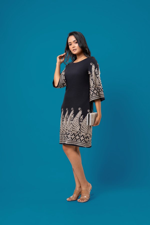Metallic Embroidered Evening wear Short Dress - Image 3