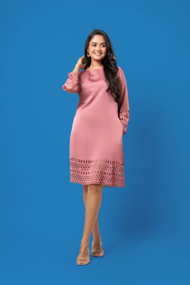 Laser Cut Detail Short Dress