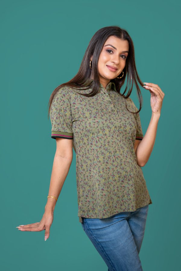 Floral Printed Polo T-Shirt - Image 2