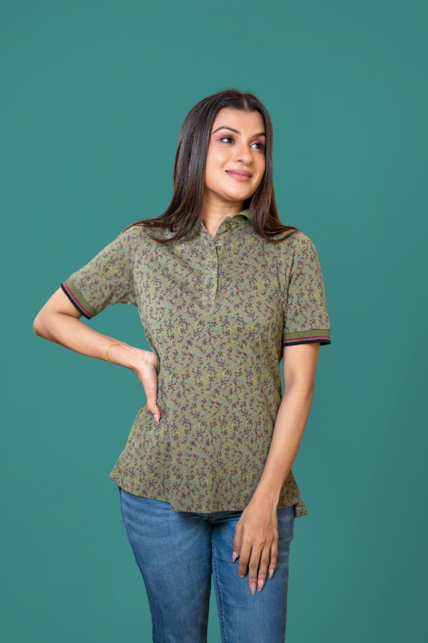 Floral Printed Polo T-Shirt