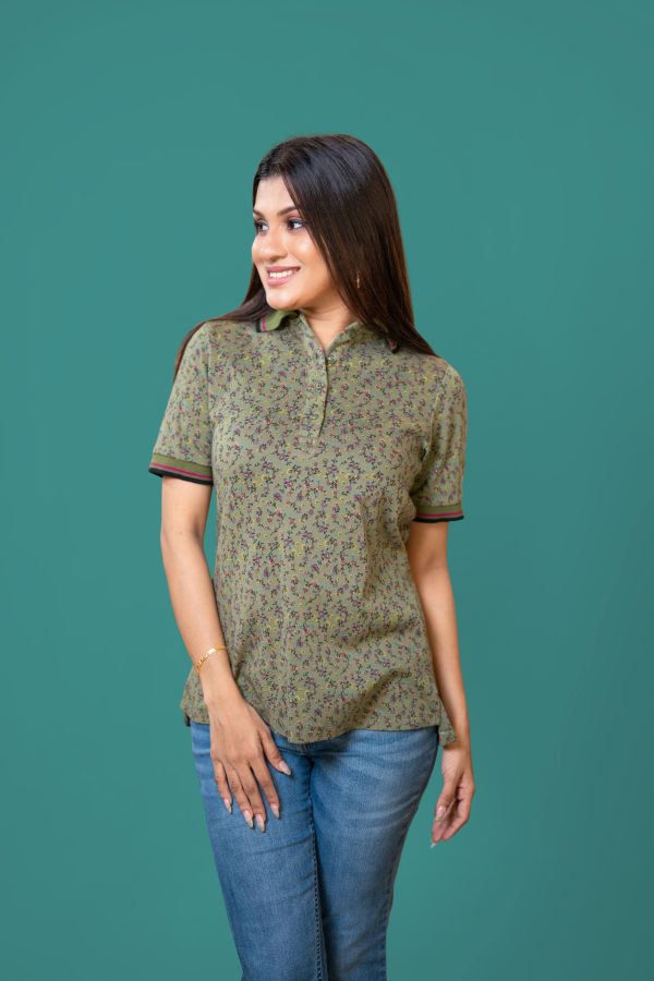 Floral Printed Polo T-Shirt - Image 3