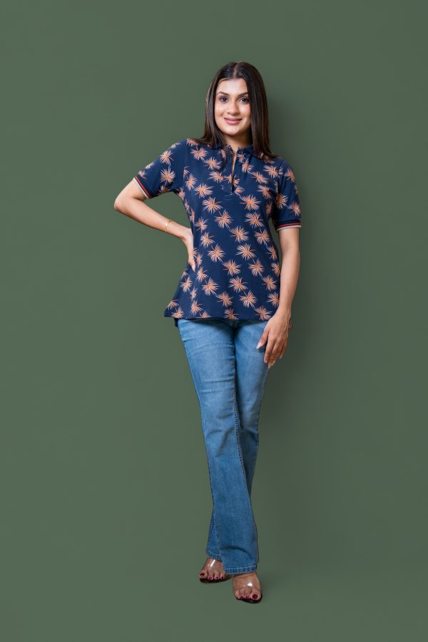 Tropical Patterned Polo T-Shirt - Image 4