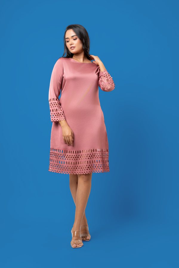 Laser Cut Detail Short Dress - Image 4
