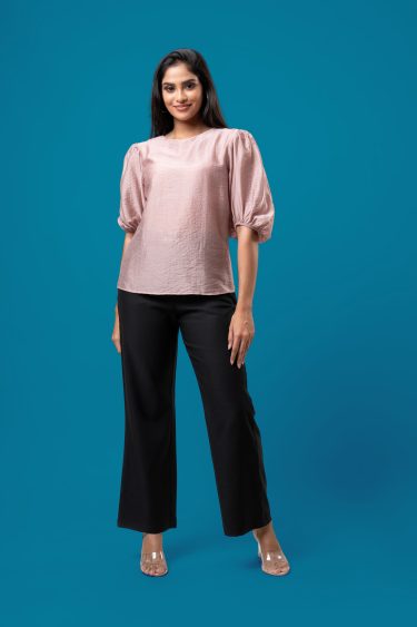 Round Neck Puff Sleeved Blouse