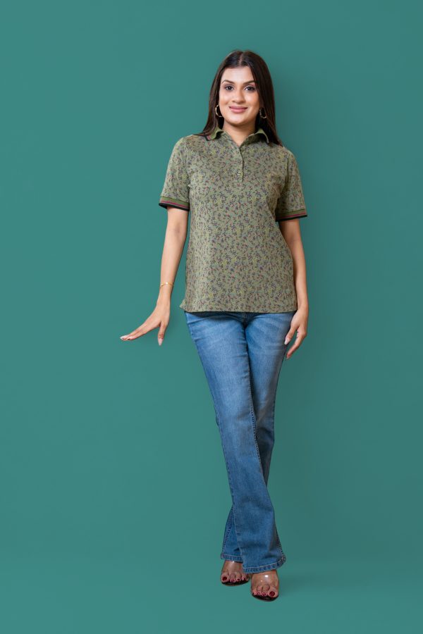 Floral Printed Polo T-Shirt - Image 4