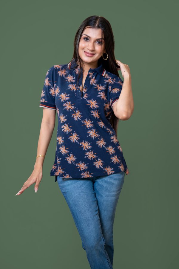 Tropical Patterned Polo T-Shirt