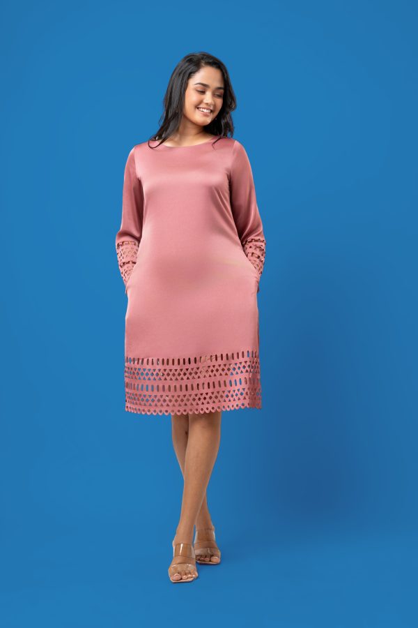 Laser Cut Detail Short Dress - Image 5