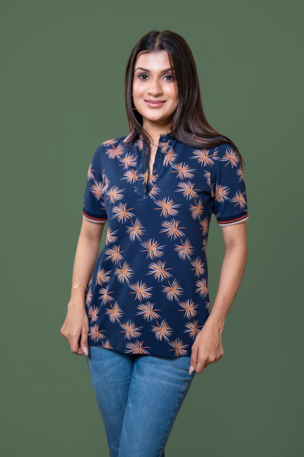 Tropical Patterned Polo T-Shirt - Image 2