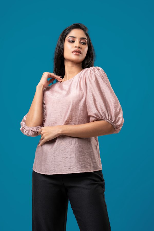 Round Neck Puff Sleeved Blouse - Image 2