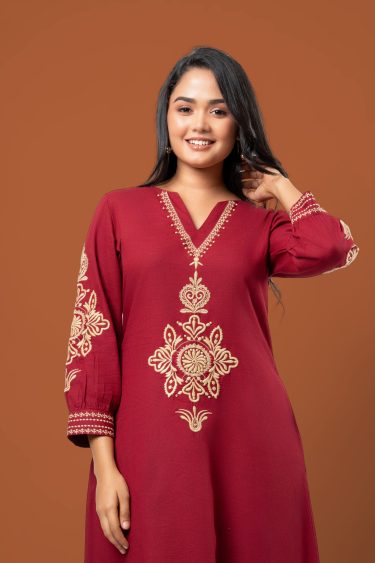 Embellishment Detail Embroidered Midi Dress