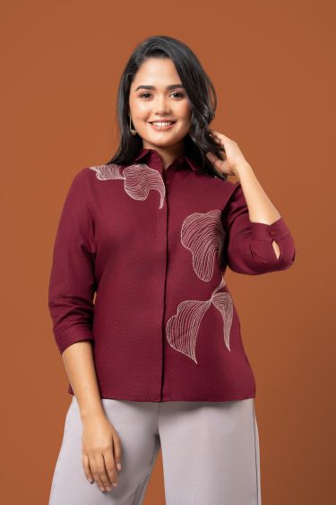 Embroidery Detail Shirt Blouse