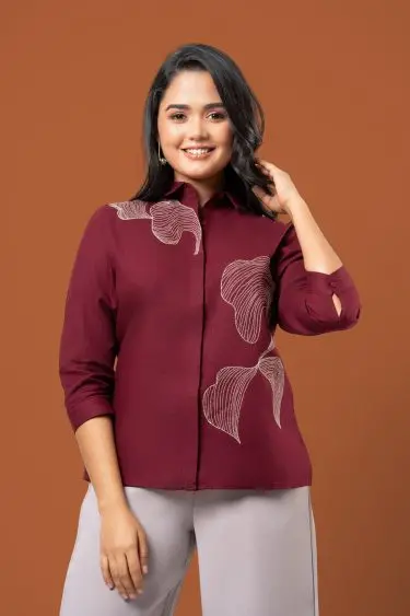 Embroidery Detail Shirt Blouse