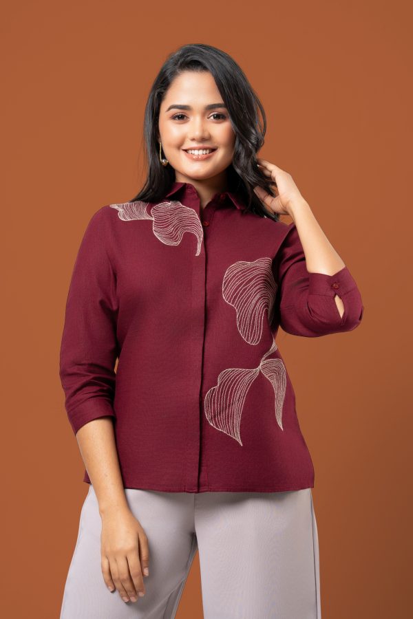 Embroidery Detail Shirt Blouse
