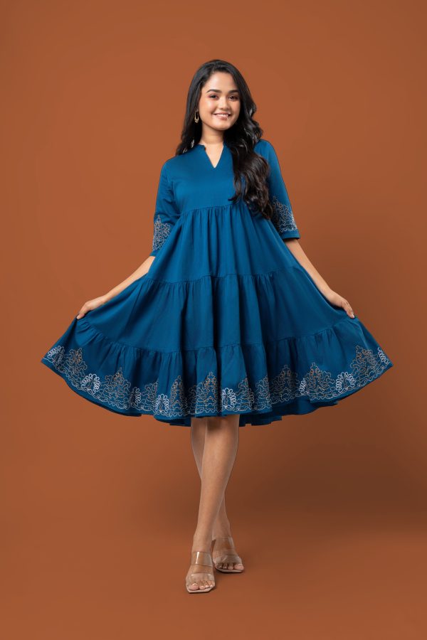 Embroidery Detail Tiered Short Dress - Image 3