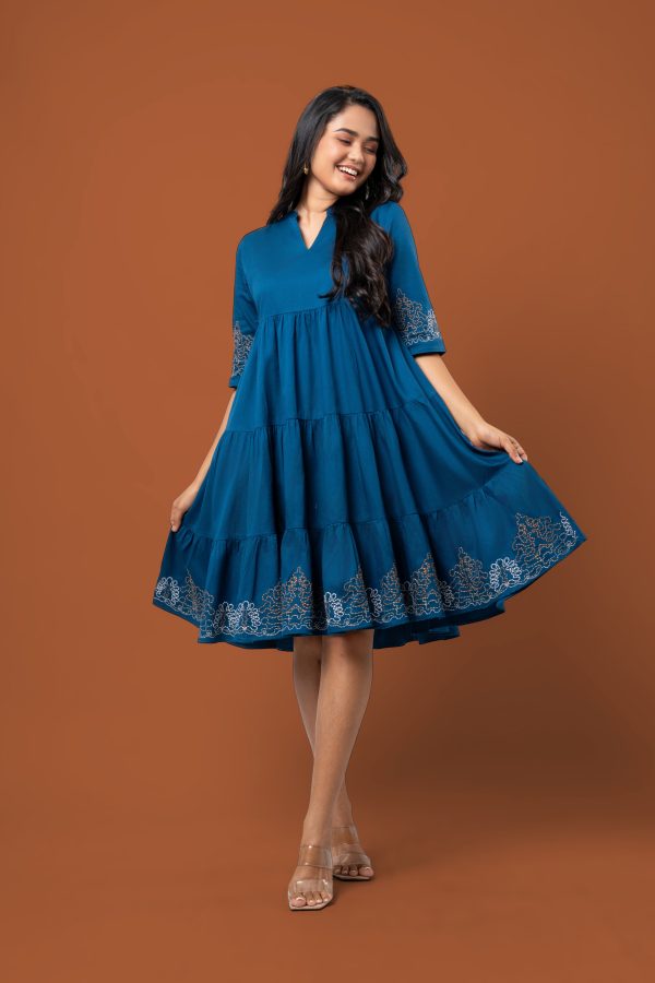 Embroidery Detail Tiered Short Dress - Image 4