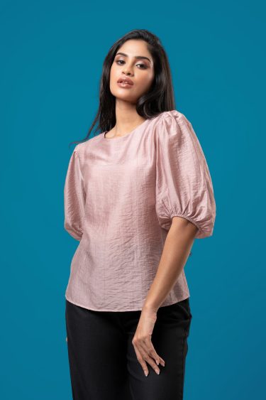Round Neck Puff Sleeved Blouse