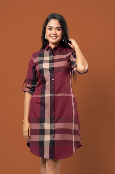 Plaid Patterned Short Shirt Dress