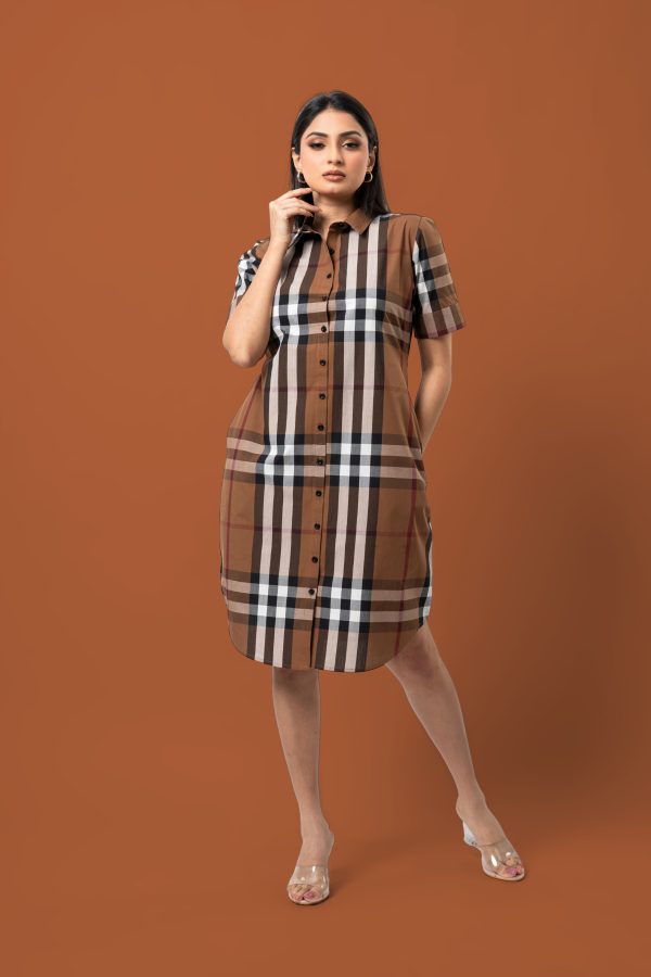 Curve Hem Plaid Patterned Short Shirt Dress - Image 2