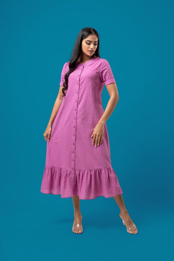 Tiered Button-Down Midi Dress - Image 3