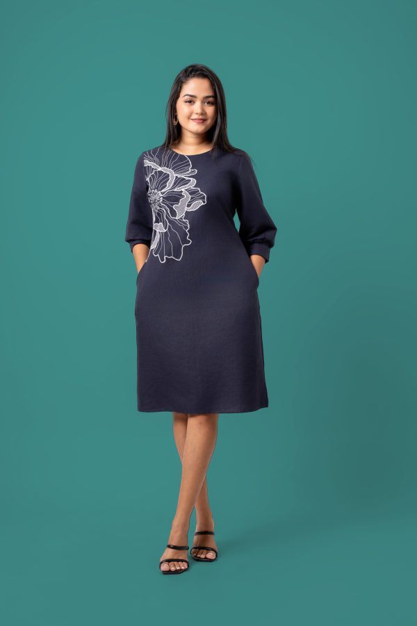 Floral Embellishment Detail Short Dress - Image 5