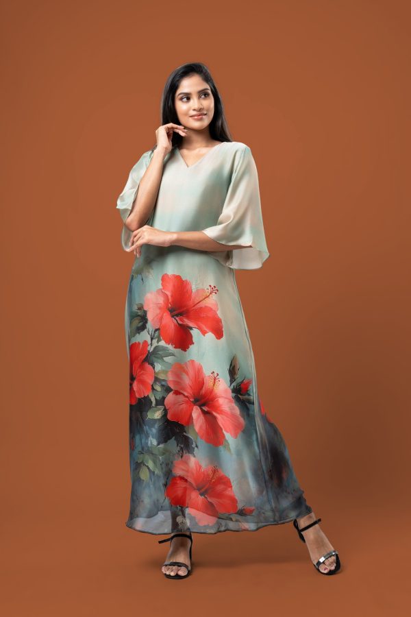 Hibiscus Patterned Maxi Dress - Image 3