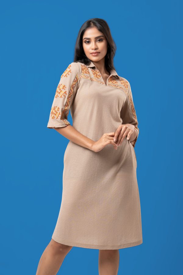 Embroidery Detail Collared Short Dress - Image 2