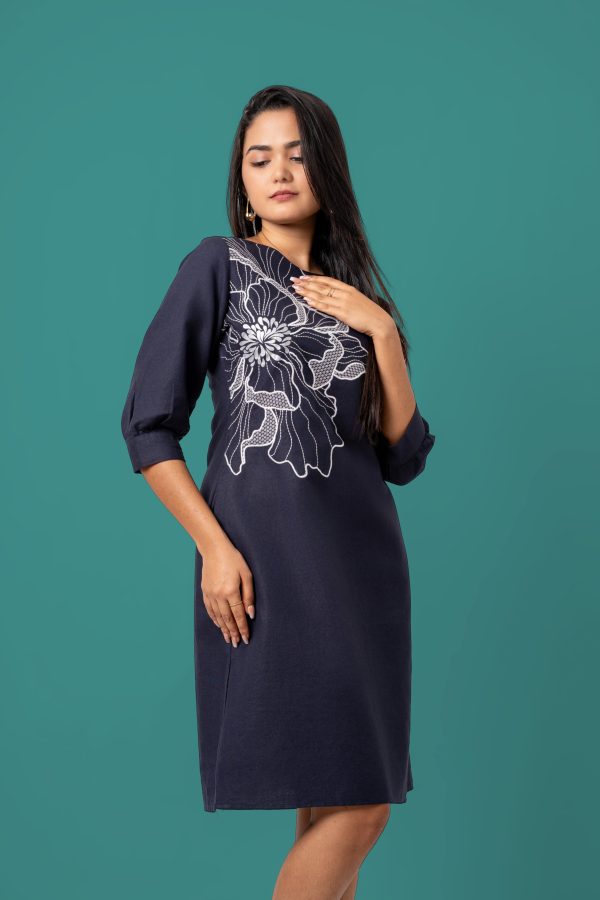 Floral Embellishment Detail Short Dress - Image 2