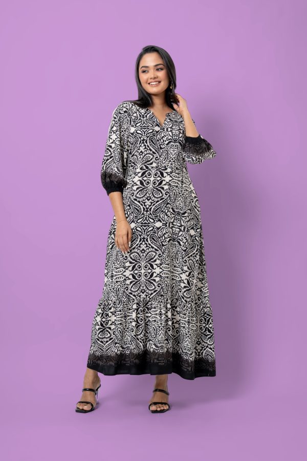 Ikat Patterned Tiered Maxi Dress - Image 5