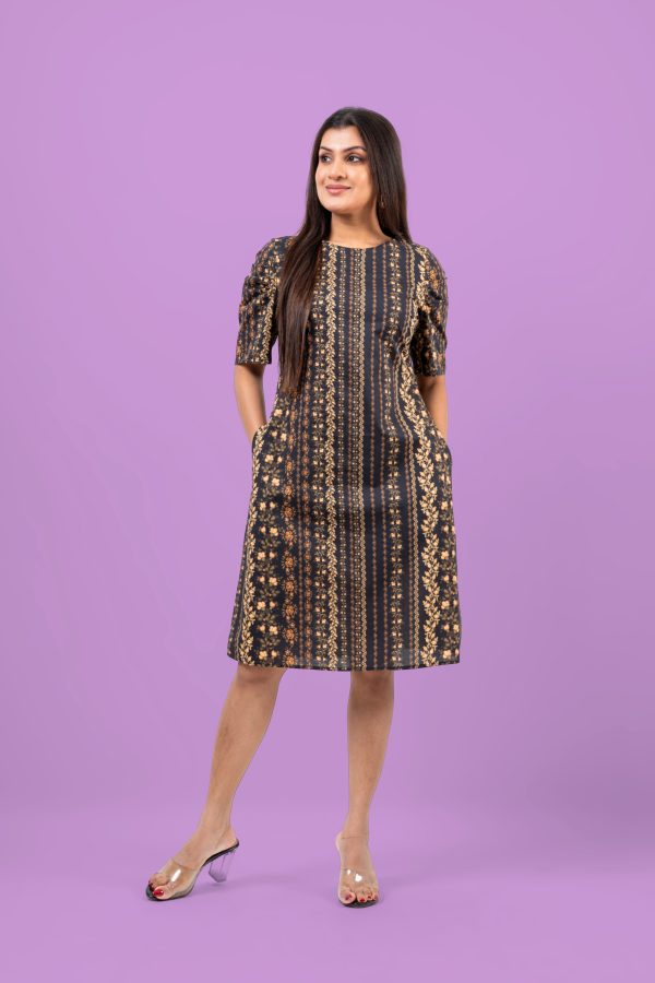 Floral Patterned Puff Sleeve Short Dress - Image 3