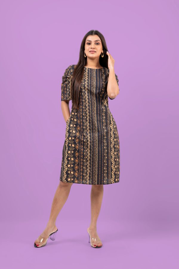 Floral Patterned Puff Sleeve Short Dress - Image 4
