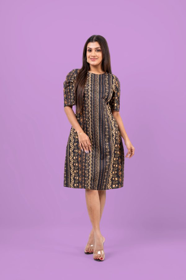 Floral Patterned Puff Sleeve Short Dress - Image 5