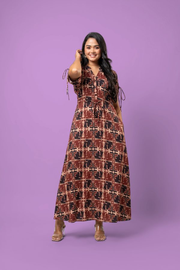 Front and Sleeves Tie-Up Detail Maxi Dress - Image 5