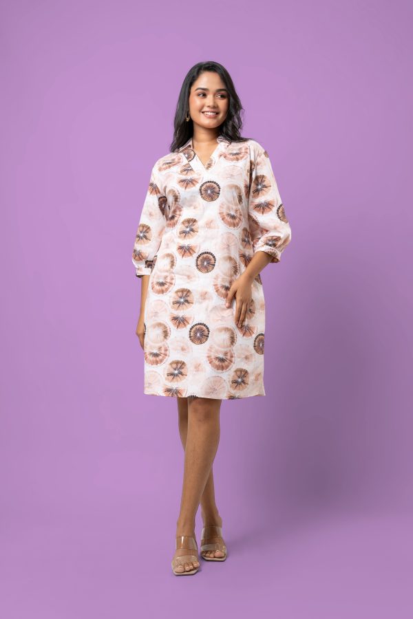 Citrus Patterned Puff Sleeve Short Dress - Image 4