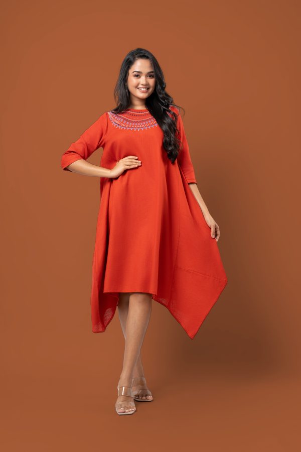 Embroidered 3D Short Tent Dress - Image 4