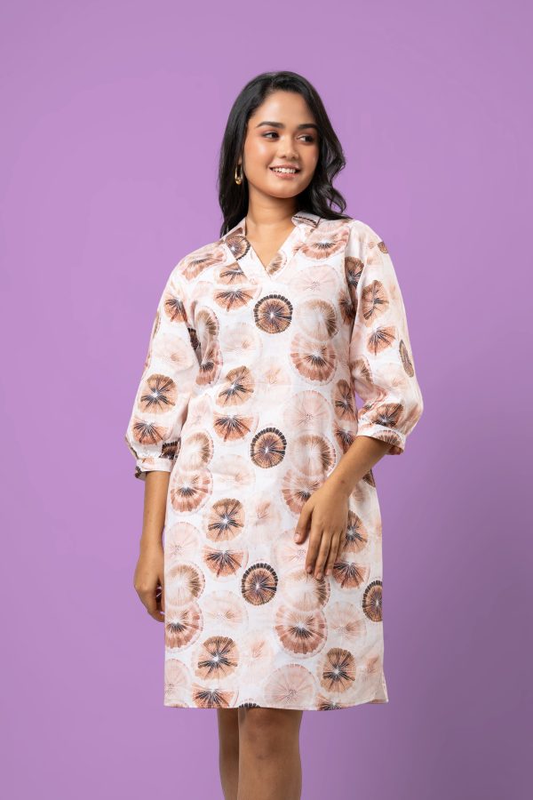 Citrus Patterned Puff Sleeve Short Dress - Image 2