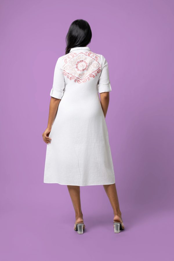 Paisley Pattern Embroidered Button-Down Midi Dress - Image 6