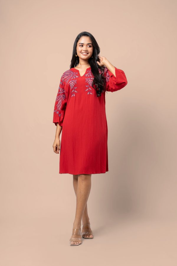 Botanical Embroidery Detail Midi Dress - Image 3