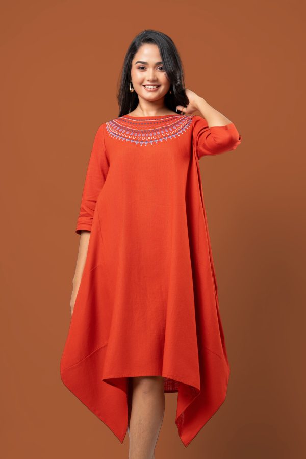 Embroidered 3D Short Tent Dress - Image 2